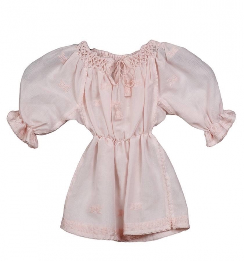 Artisan Woven Pale Pink Folk Dress For Baby Girl 0-3 YEARS