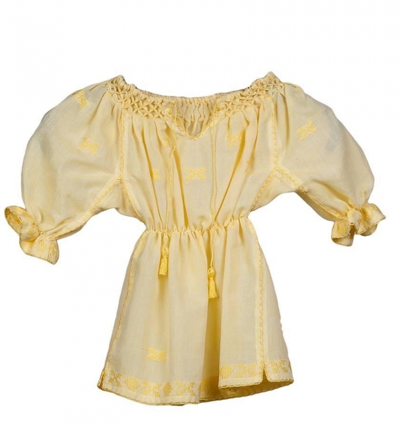 Artisan Woven Yellow Folk Dress For Baby Girl 0-2 YEARS