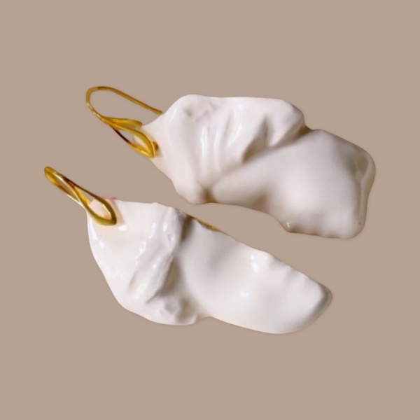 Blanche XXI gold plated ceramic earrings Ceramica de Soare