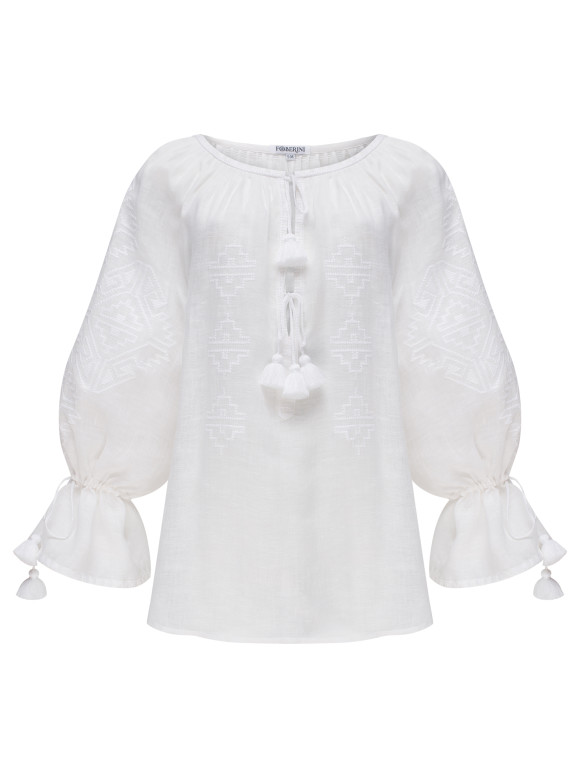 Embroidered blouse vyshyvanka cut style Foberini White Lily in white