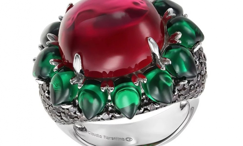 Green Flower 925 Silver Ring Claudia Florentina