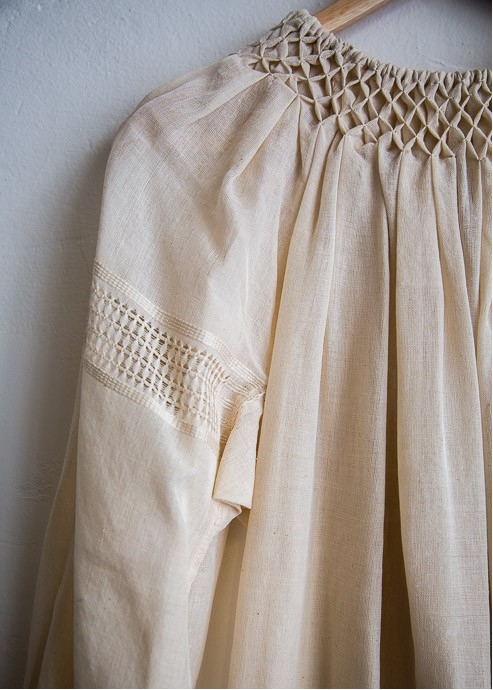 Handwoven Ivory Maxi Dress With Long Sleeves