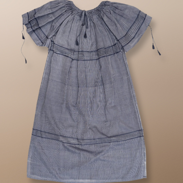 Handwoven Lavender Midi Dress with Short Sleeves