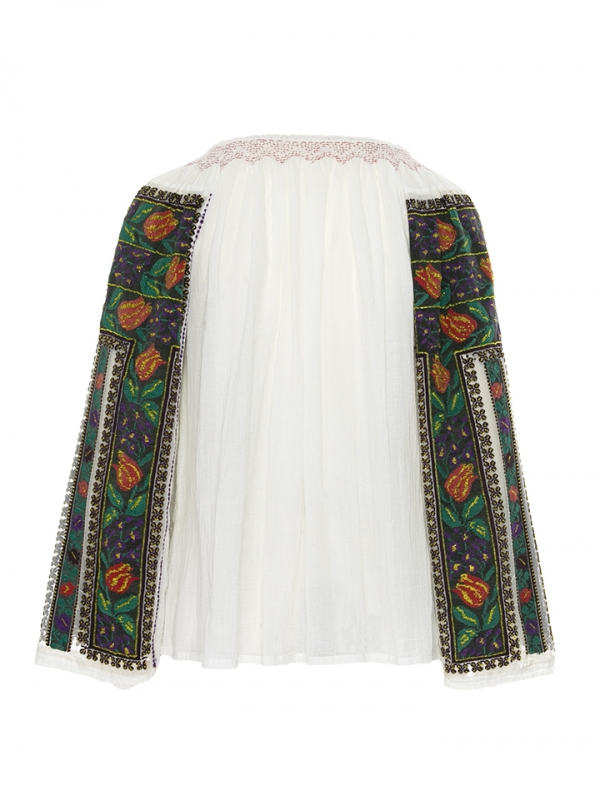 One of a kind restored and up-cycled Romanian Vintage blouse beg XX century hand embroidered model 092102