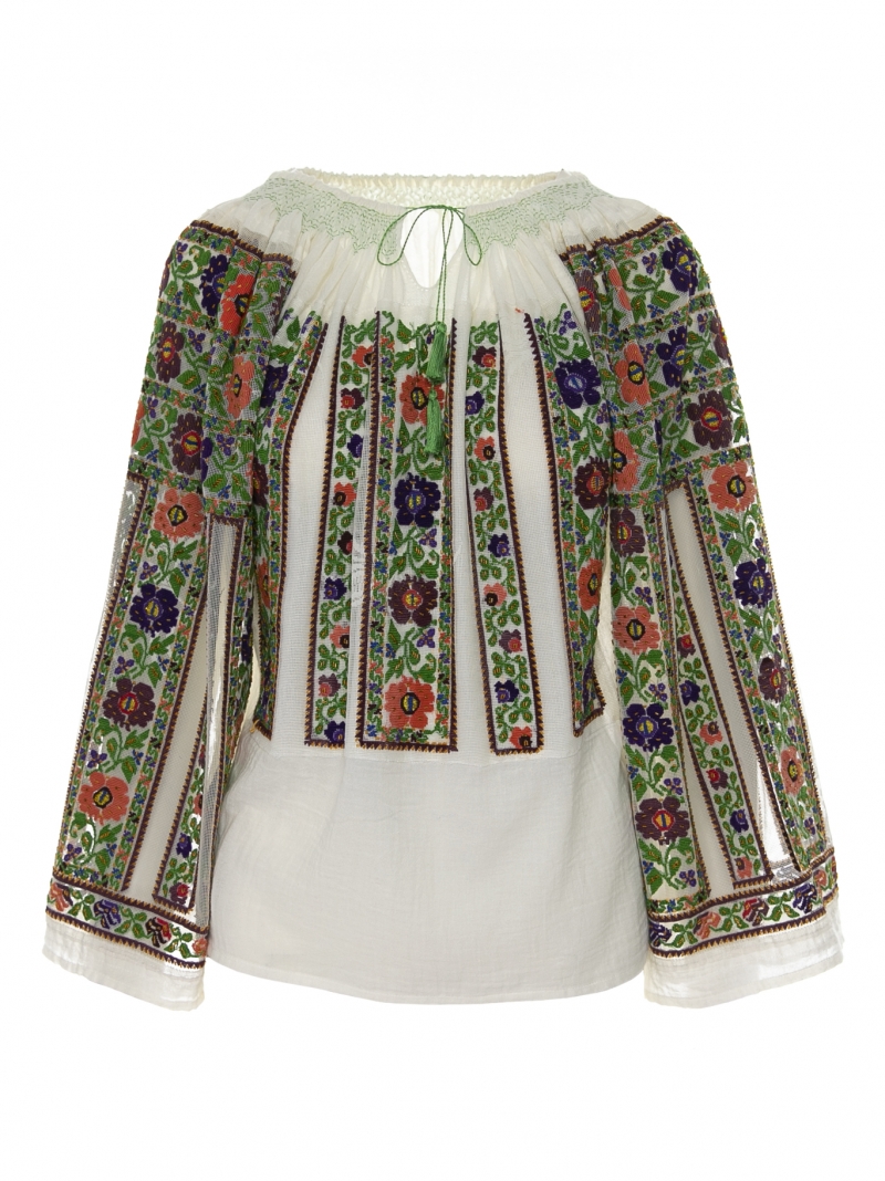 One of a kind Romanian genuine vintage blouse floral embroidered pattern 092101
