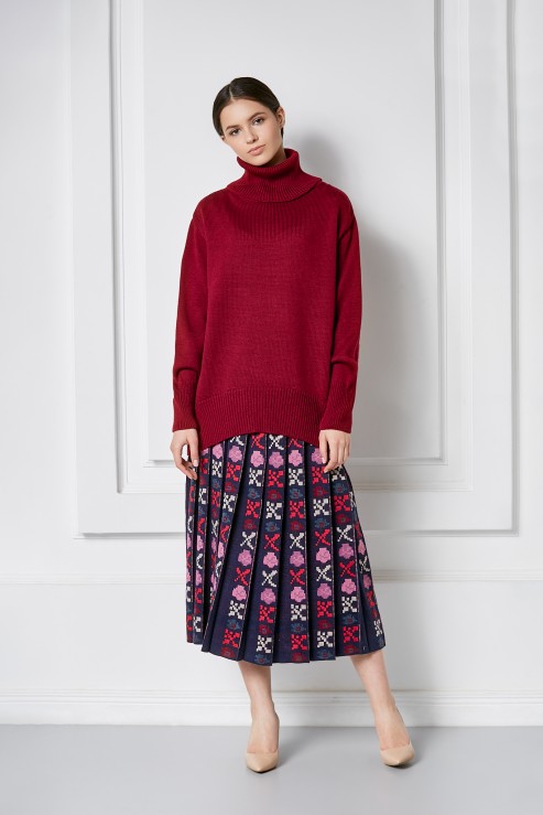 Petra navy knitted wool skirt
