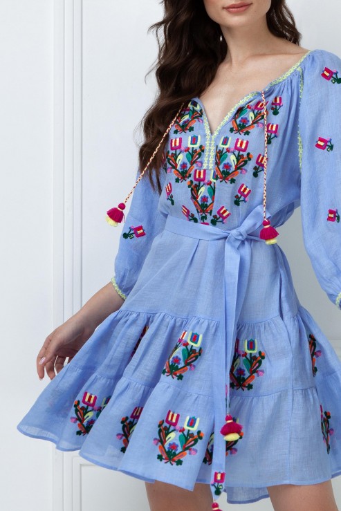 Omelia Chic Light Blue Mini Dress